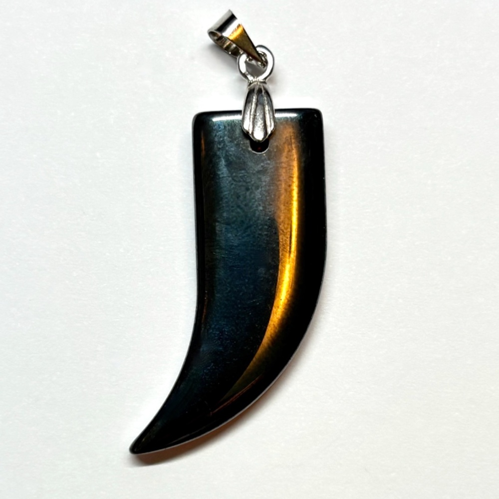 As Low As $2 Hematite Tooth Pendant 30mm x 18mm 4mm (1pc) - Picture 2 of 2
